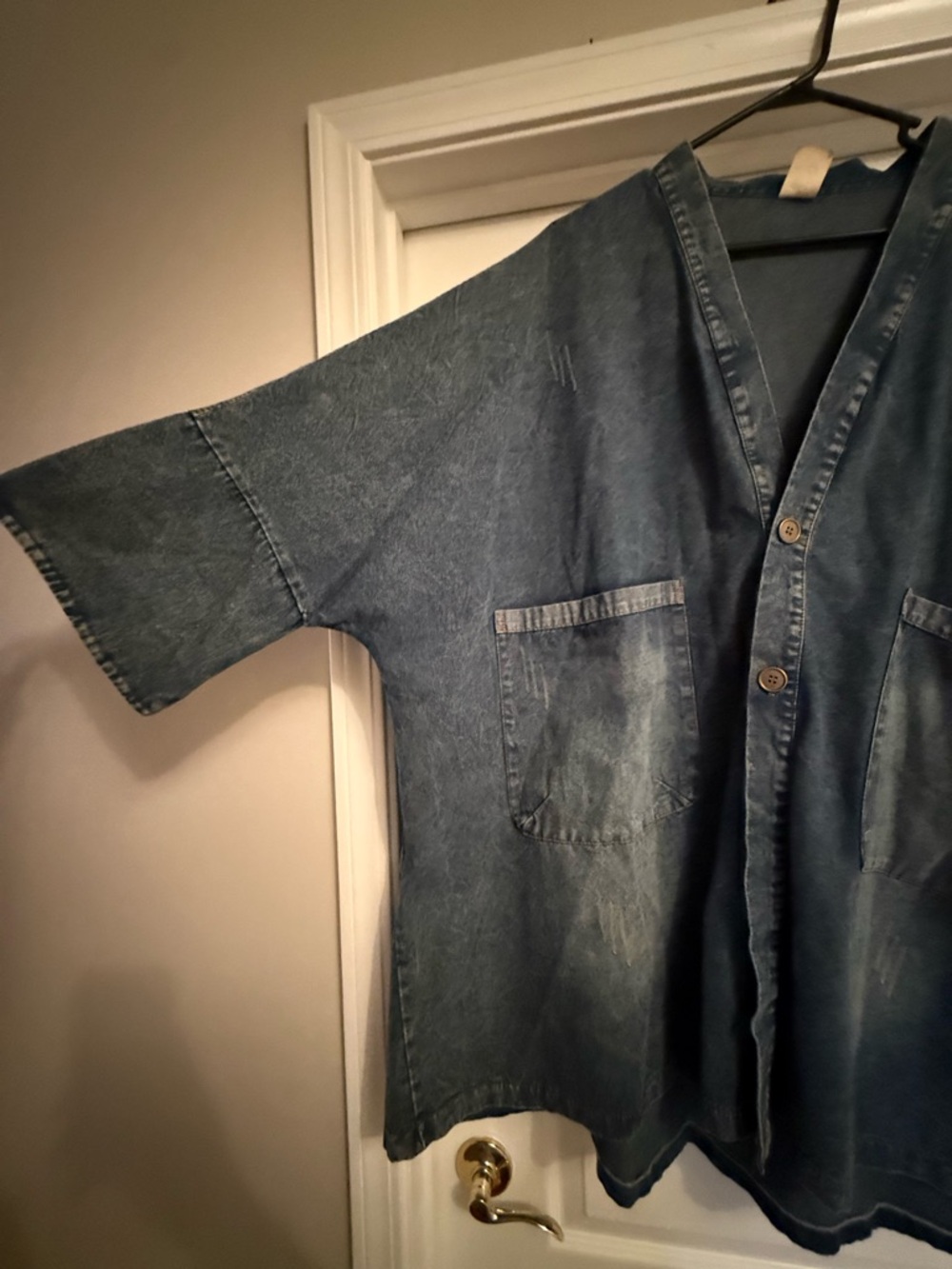 Oversized Denim Shacket Jacket in Faded Blue - Picture 4 of 10